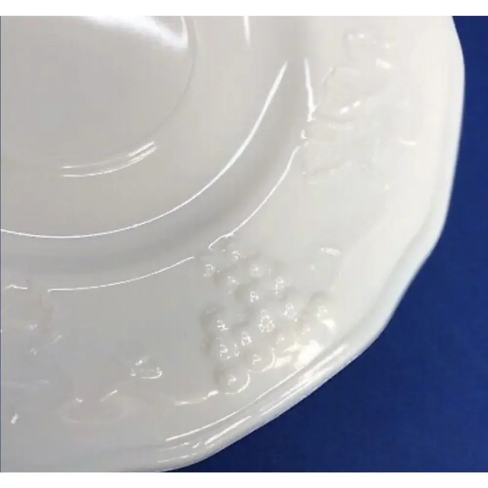 Vintage Indiana Milk Glass Cups & Saucers Colony Harvest Grapes Farmhouse Set 5